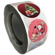 D Christmas Stickers 1" Round 500ct Labels 6 Designs Thank You