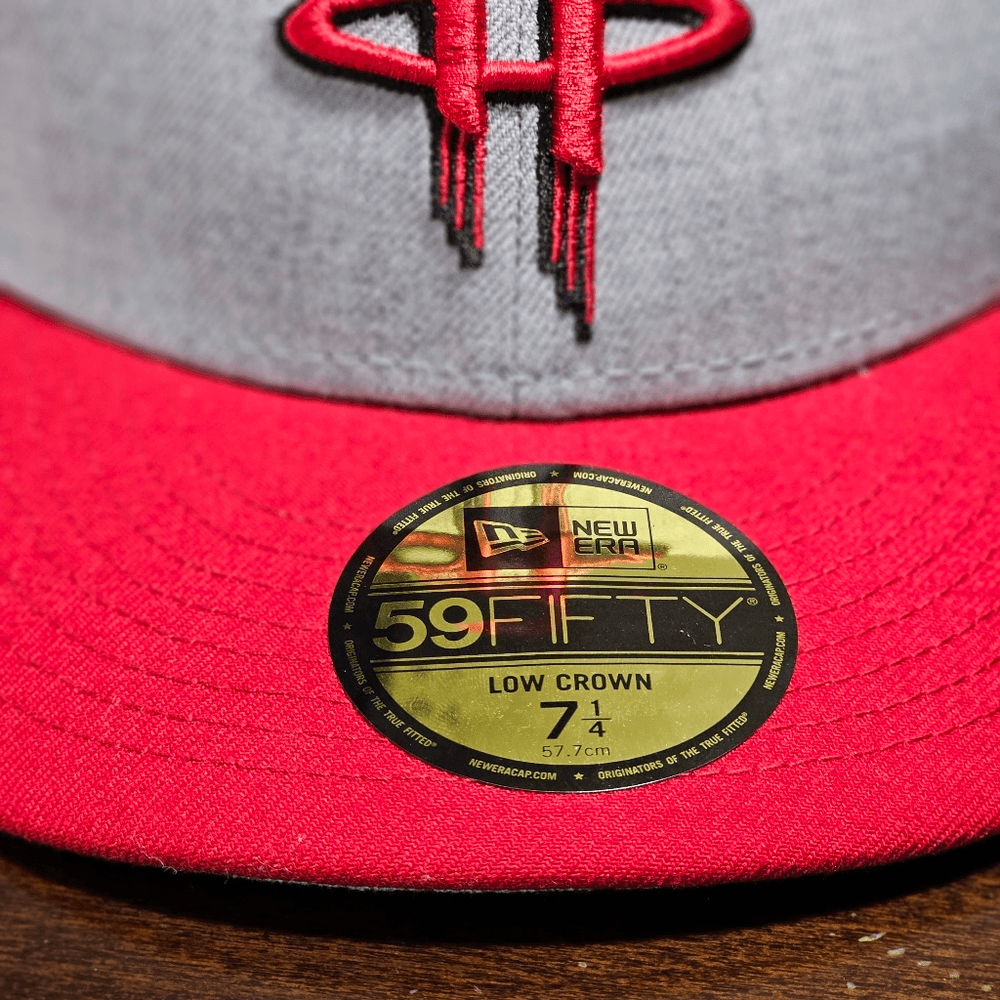 New Era Houston Rockets Hat Low Crown Grey Red Fitted 7 1/4 NBA Cap 59Fifty Houston Rockets New Era Official Team Color 2Tone 59FIFTY  main image 3