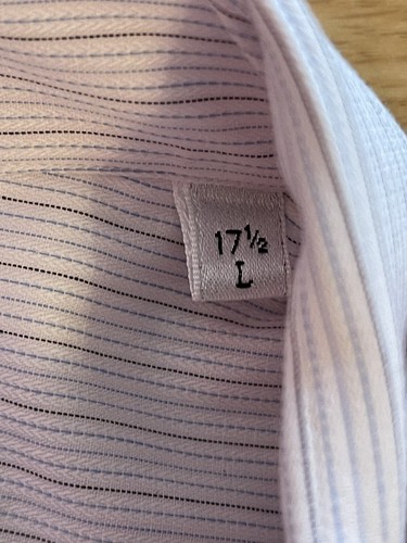 Mark Shale Pink Striped Dress Shirt L 17-1/2 Fine 2 Ply Yarns EUC - Picture 7 of 12