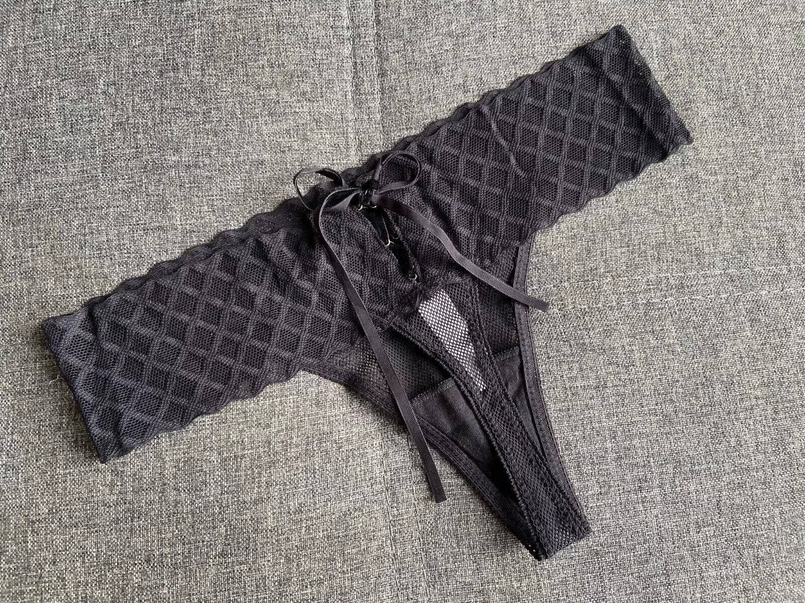 Ladies sexy black mesh transparent thongs knickers lingerie underwear panties 10