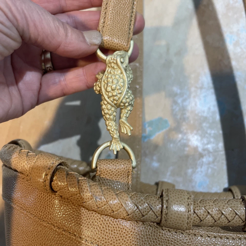 Bolso de Mano 26b Barry Kieselstein Cordón Marrón Tejido Cuero M Cubo RARO Foto 2 de 4