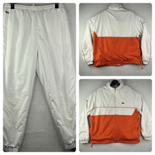 Vintage Lacoste Sport Mens Size 7/192 Orange White Colorblock 2 Piece Track Suit