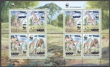 NW0774 ! BLUE OVERPRINT 2019 NIGER WWF GIRAFFES ANIMALS #6802-6805 KB(2SET) MNH