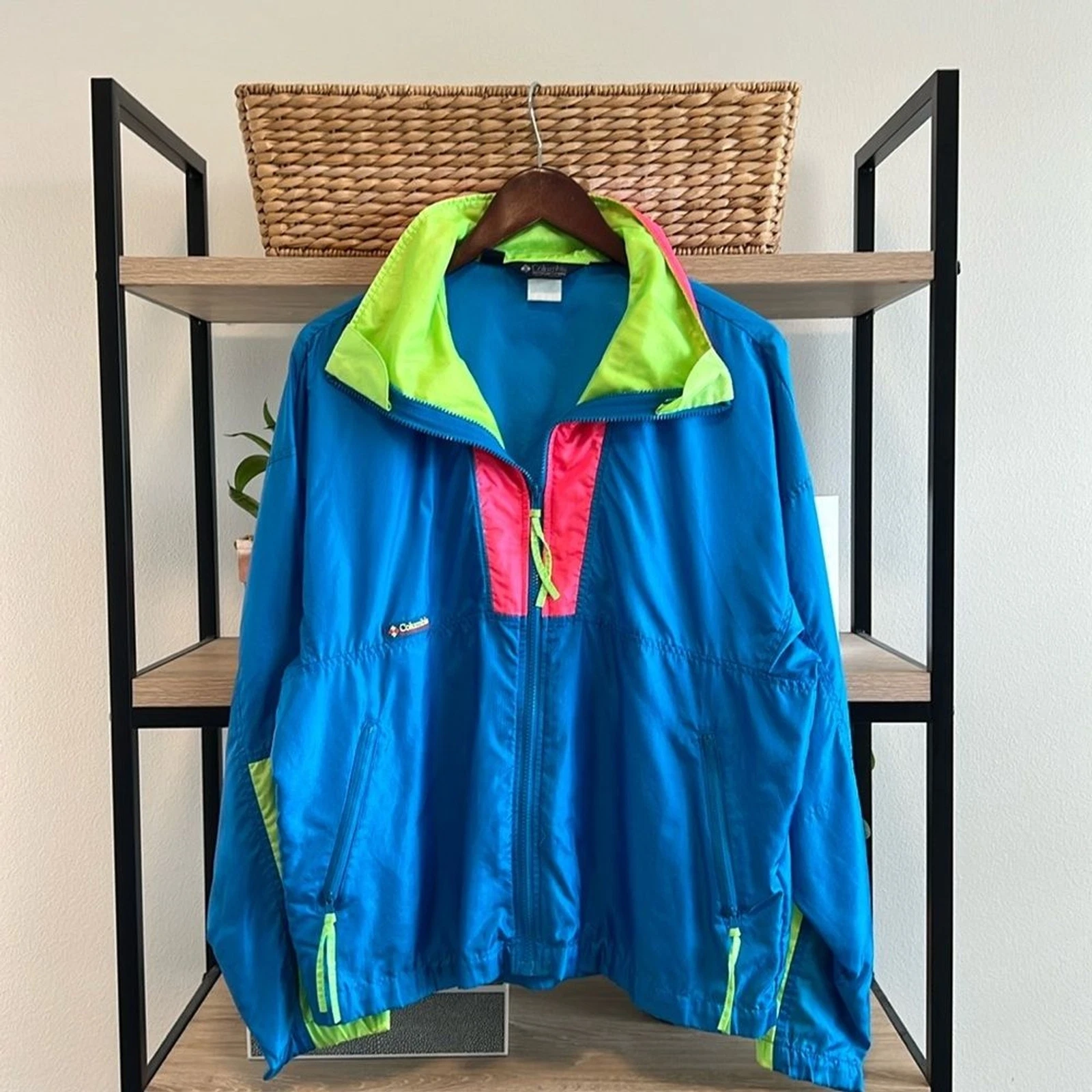 Columbia Men's Vintage Retro Colorblock Windbreaker Spring Jacket Coat, M