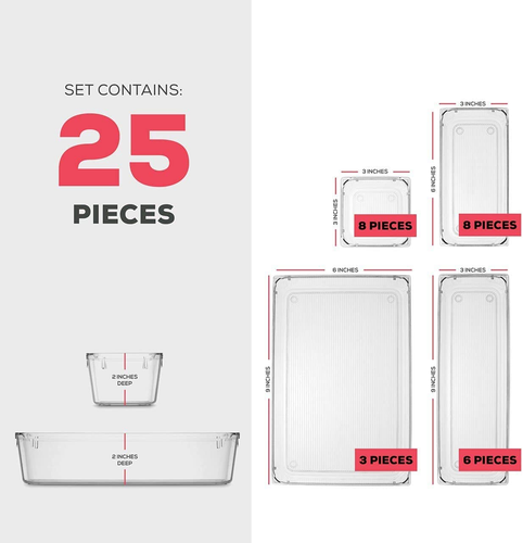 25 Pcs Drawer Organizer Set Dresser Desk Drawer Dividers - 4 Size Bathroom Vanit - 第 2/12 張圖片