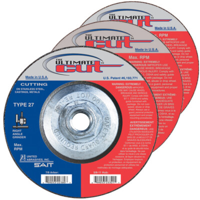 SAIT, Type 27, 4 1/2 x 0.045 x 5/8-11, Abrasive Grinding Wheel