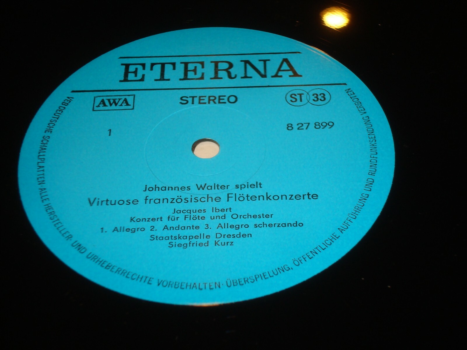 JOHANNES WALTER Virtuoso French Flute Concertos ETERNA LP 827899 NM Like New