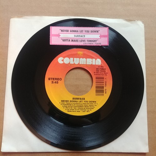 SURFACE Never Gonna Let You Down 45 7" FUNK SOUL Record Vinyl Records 1990