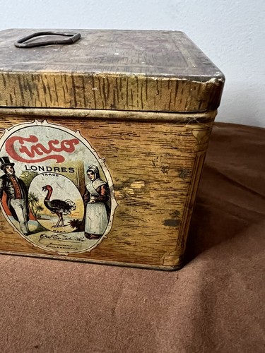 Vintage Square Pipe Tobacco Tin Cinco Handy Humidor Philadelphia Empty Eisenlohr - Picture 14 of 19
