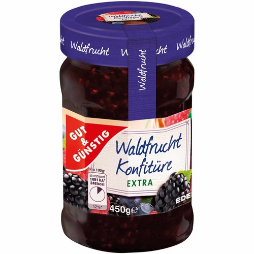 Gut&Günstig Waldfrucht Konfitüre extra mit 50% Frucht 6er Pack 6x450g Glas usy - Bild 3 von 4