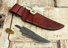 266 Layer Handmade Damascus Steel Knife Blank 8.25" OA Brass Guard, Sheath SHARP