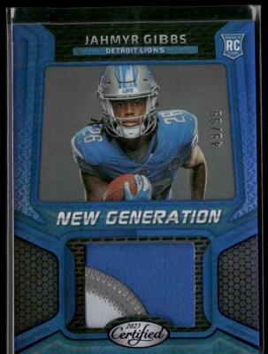 2023 Panini Certified Jahmyr Gibbs New Generation Jerseys Mirror Blue #/99 