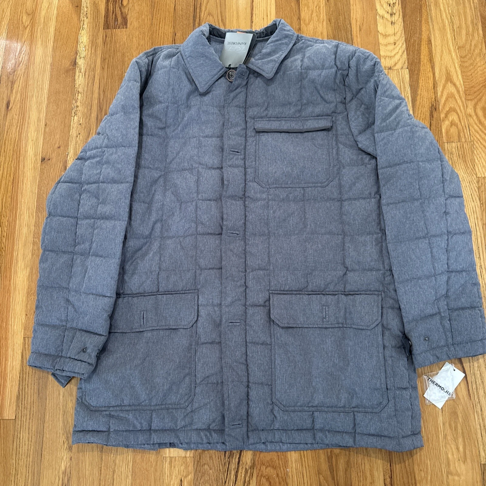 RFT Rainforest 2xl Jacket Gray Lined Thermolite Lightweight Warmth Style 2182B