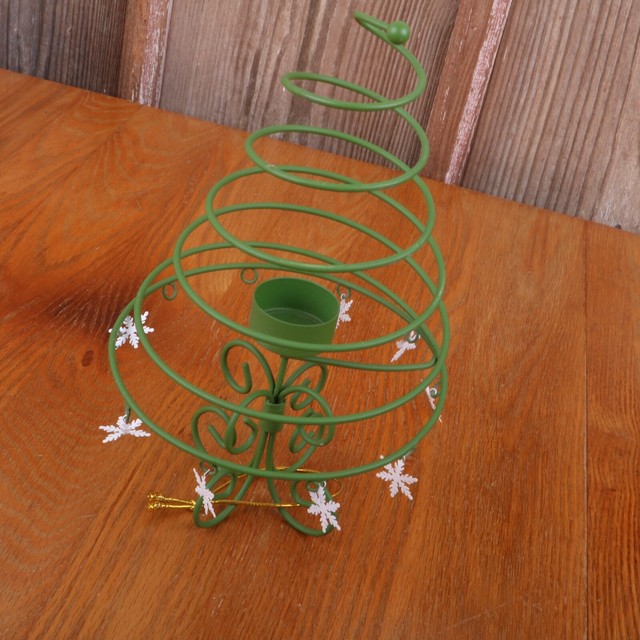 Green Spiral Metal Christmas Tree Votive Candle Holder eBay