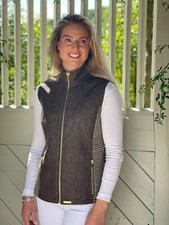 BNWT Ladies Luxury Tweed Pure Wool  Gilet Brown/Check UK 12 RRP £249 Price £99