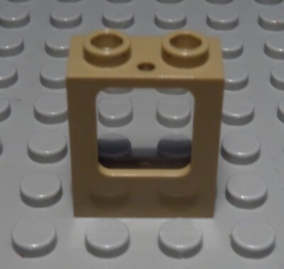 Lego Eisenbahn Fenster 1x2x2 Dunkelbeige mit Transparenter Scheibe