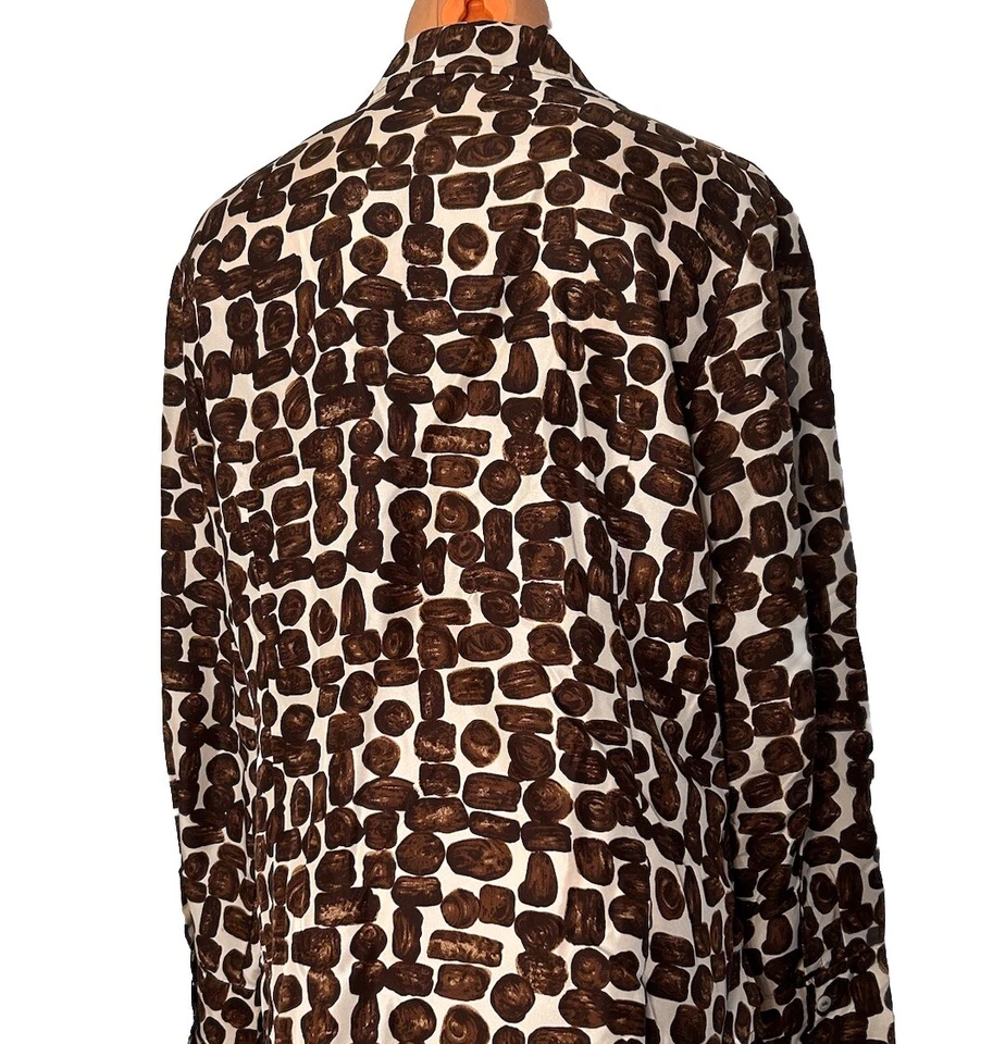 Blusa ZANELLA 100% Seda Marrón Crema Lunares Estampado Talla 12 Italia Foto 3 de 4