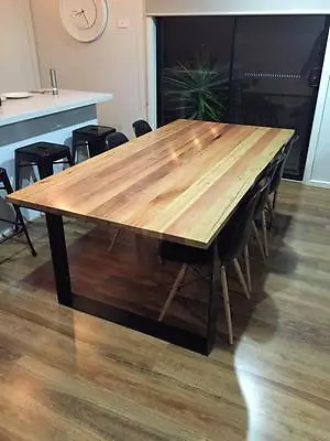 Solid Timber Dining Table On Metal Legs Tables Solid Timber Dining Table On Metal Legs Tables