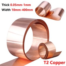 99.9% Pure Copper Metal Sheet Foil Plate Thick 0.05-1mm, Width 10-400mm, 1 Meter
