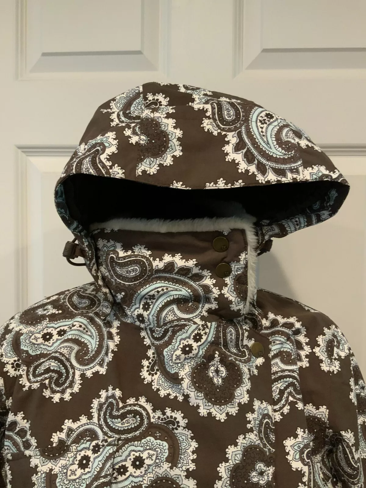 burton floral paisley hooded ski snowboard jacket
