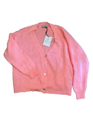 Joleen Women's Cardigan Sweater Sweater Long Sleeve Open Front Cardigan V-N  Pink