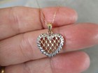 10K Yellow & White Gold Diamond-Cut Heart Pendant Necklace 18" N5 — photo 3