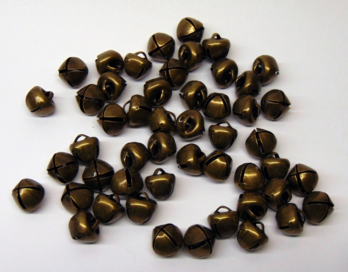 10 BRASS JNGLE BELLS, Antque Bronze, Chrstmas Bells, Craftng