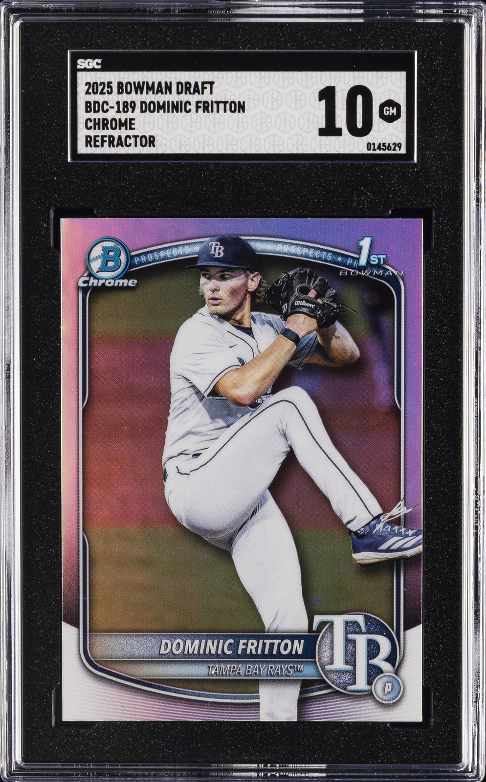 2025 BOWMAN DRAFT CHROME, REFRACTOR #BDC-189 DOMINIC FRITTON SGC 10 GM