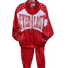 Vintage 1980's Everlast Nylon Red Polka Dot Retro Track Suite Size M
