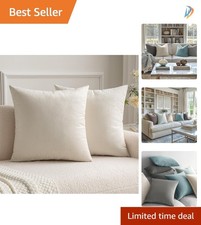 Chic Cream White Velvet Cushion Covers 16x16" - Perfect for Spring Decor