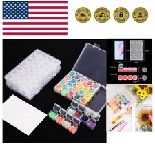 Diamond Art Painting Bead Storage 3 Pack 28 Grids Diamond Art Accessories Box...