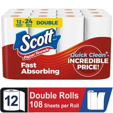 Scott Paper Towels, Choose-A-Sheet, 12 Double Rolls original@@
