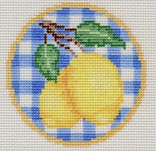 Hand painted needlepoint Lemons Round 3 18 me...