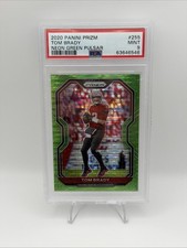 2020 PANINI PRIZM TOM BRADY #255 NEON GREEN PULSAR PRIZM PSA 9 (cracked Slab)