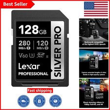 High-Speed Silver PRO 128GB SD Card - Perfect for Photographers  Videographers