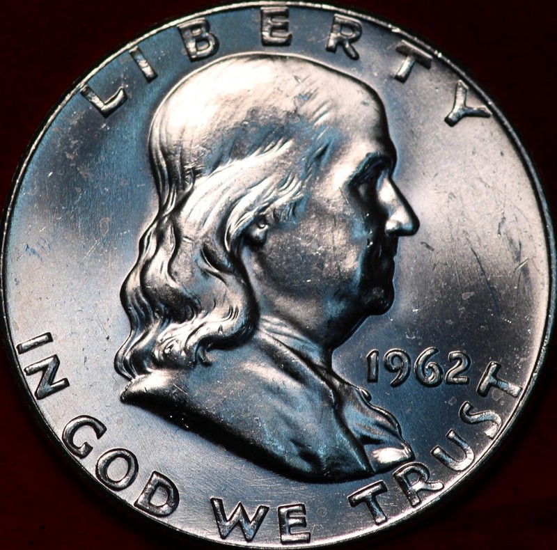 Uncirculated 1962 Philadelphia Mint Silver Franklin Half