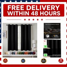 MIULEE Blackout Curtains 2 Panels 40 x 63 in Black Bedroom Grommet