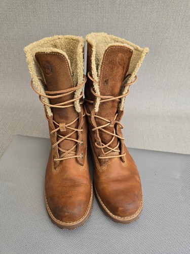 Timberland Teddy Fleece Leather Ankle Boots Fold-Down UK Size 3.5 - Picture 6 of 23
