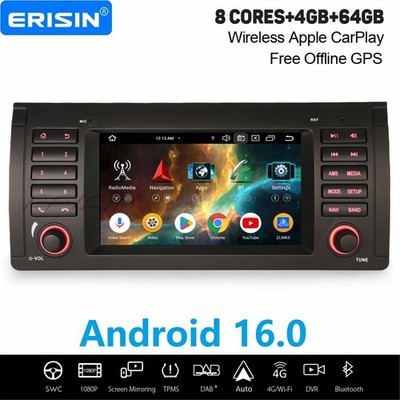 4GB+64GB 8 Kern Android 16 Autoradio BMW X5 E53 Navi DAB+ Carplay DSP Wifi OBD2