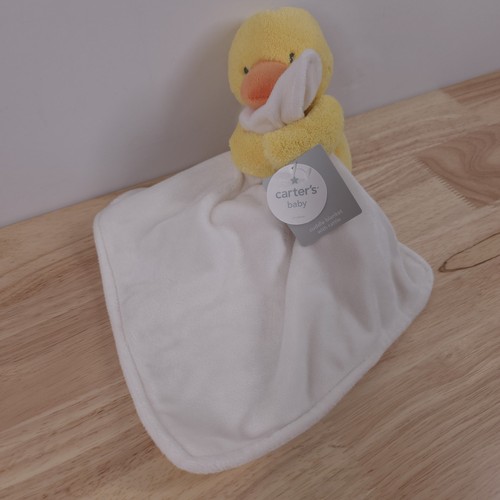 Carters Yellow Duck Rattle Hugging White Baby Chick Security Blanket Lovey New