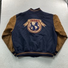 Vintage TGI Friday's Leather Varsity Letterman Jacket Men XL Made in USA 90s