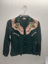 Vintage Ranch Maid Western Wear Denver Green Western Shirt Small Size No Tag