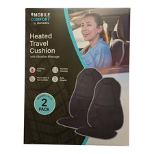 Homedics Heated Travel Cushion With Vibration Massage, Black, 2pk