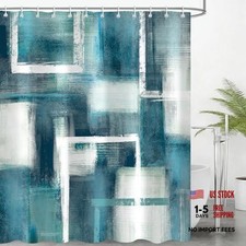 Boho and White Abstract Shower Curtain 72"W x 72"L Pack of 1 Teal Blue