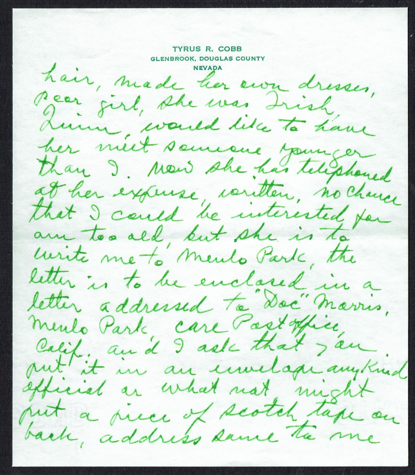 Ty Cobb HANDWRITTEN WORDS "very fine" from Letter Custom Card PSA Read DESC! view 7
