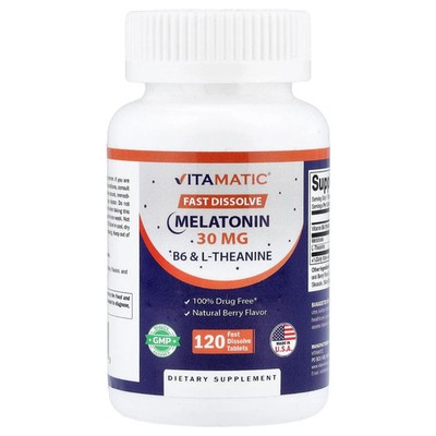 2 X Vitamatic, Melatonin, B6 & L-Theanine, Natural Berry, 120 Fast Dissolve Tab
