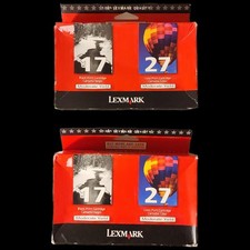 NEW TWO 2X Genuine Lexmark 17  27 Black Color Ink Cartridges Combo Pack 2008