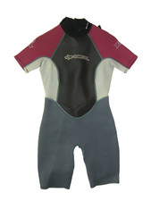 XCEL HAWAII Gray/Purple Neoprene 2MM SHORTY FLEX WETSUIT Surf Beach Sz Women's 8