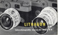 Lithagon Interchangeable Lenses for Argus C-4 Camera Manual