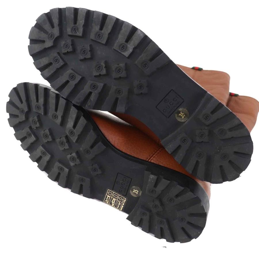 GUCCI Women's Long Round-Toe Leather Boots Size:35/JP:22 Brown 141197K Authentic thumbnail 9